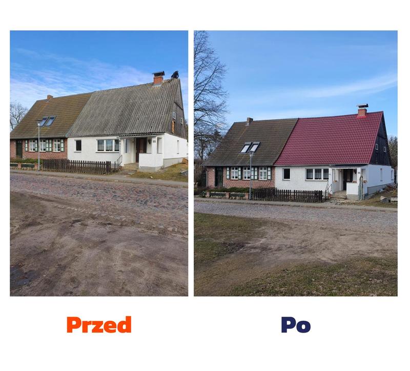 Dom przed i po remoncie dachu - realizacja Dach Ekspres