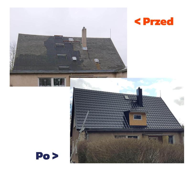 Remont dachu - przed i po - realizacja Dach Ekspres